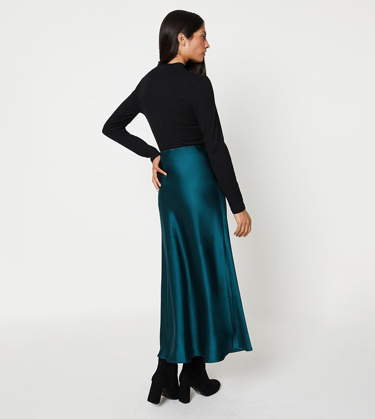 Buy Dorothy Perkins Satin Bias Midi Skirt In Green 6thStreet Bahrain