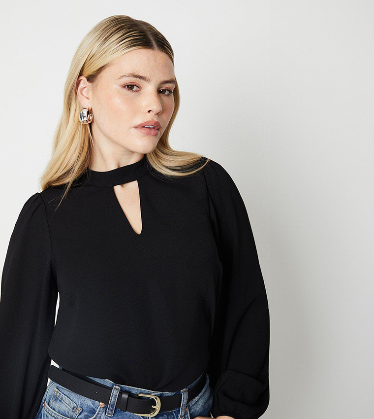 Buy Dorothy Perkins Solid Keyhole Top In Black 6thStreet Saudi Arabia