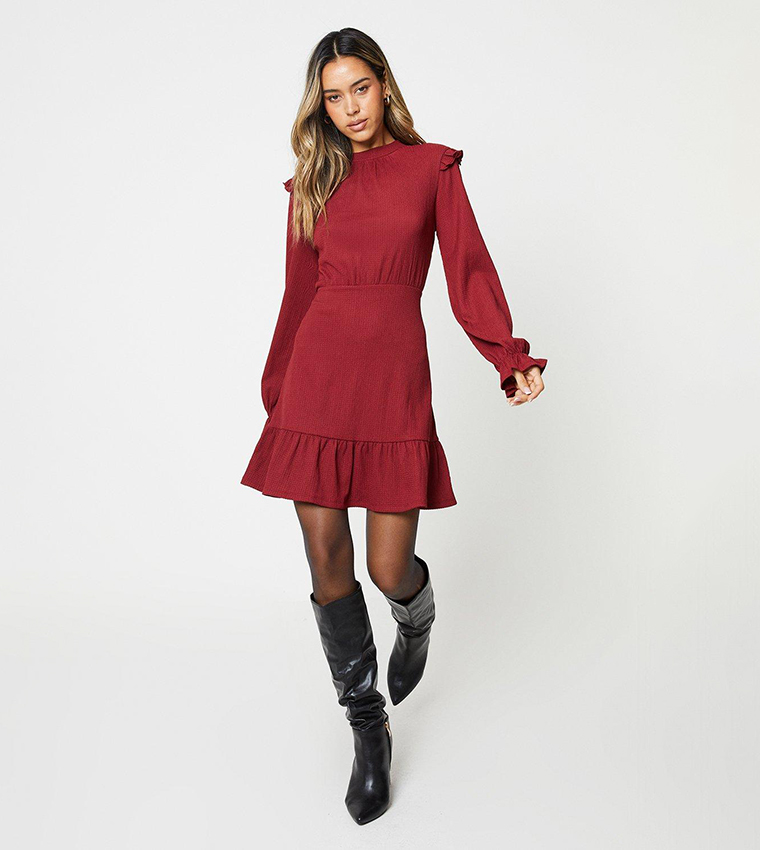 Buy Dorothy Perkins Frill Hem Mini Dress In Berry 6thStreet Kuwait