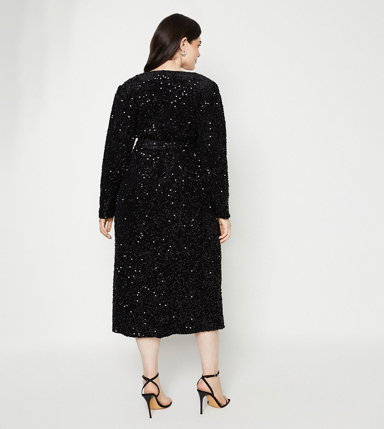 dorothy perkins black glitter dress Buy Curve Sequin Wrap Midi In remote
