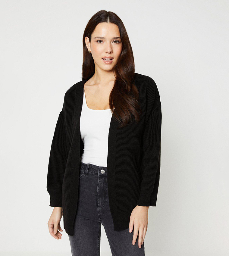 Buy Dorothy Perkins Rib Detail Cardigan In Black 6thStreet Bahrain