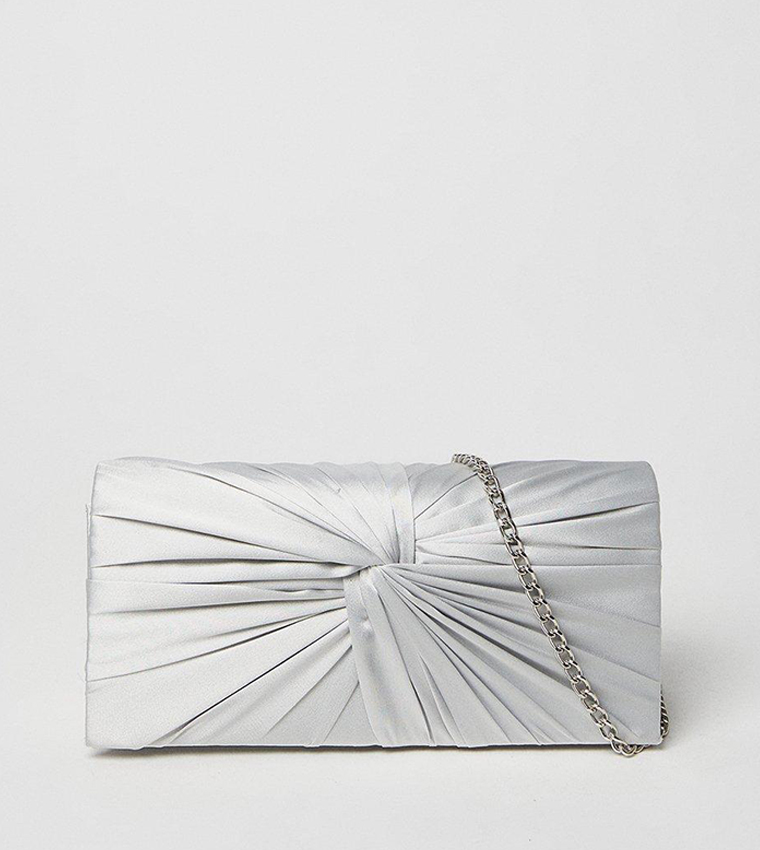 Twist Front Satin Clutch