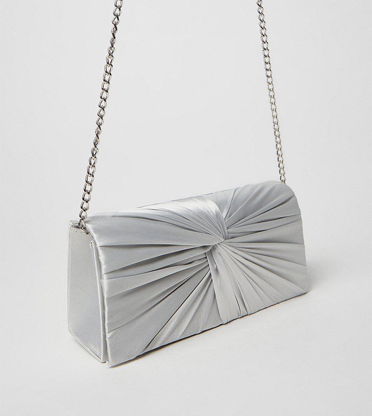 Twist Front Satin Clutch