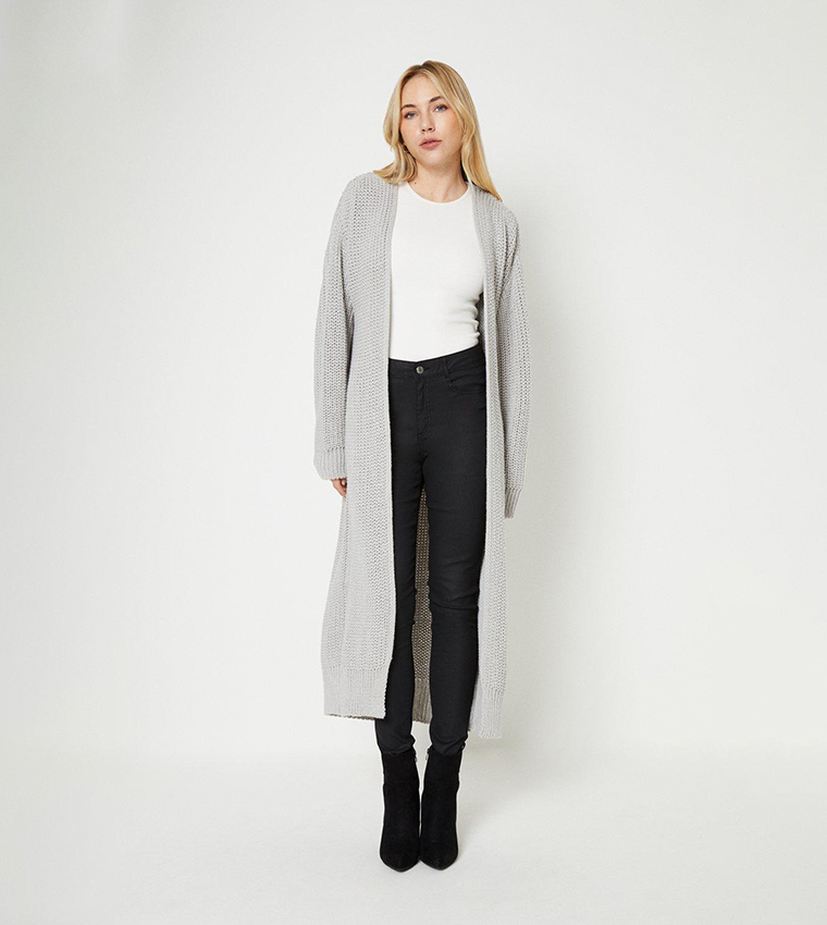 Buy Dorothy Perkins Chunky Knit Maxi Cardigan In Grey 6thStreet Bahrain