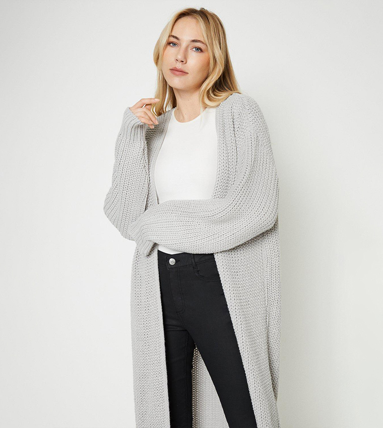 Buy Dorothy Perkins Chunky Knit Maxi Cardigan In Grey 6thStreet Oman