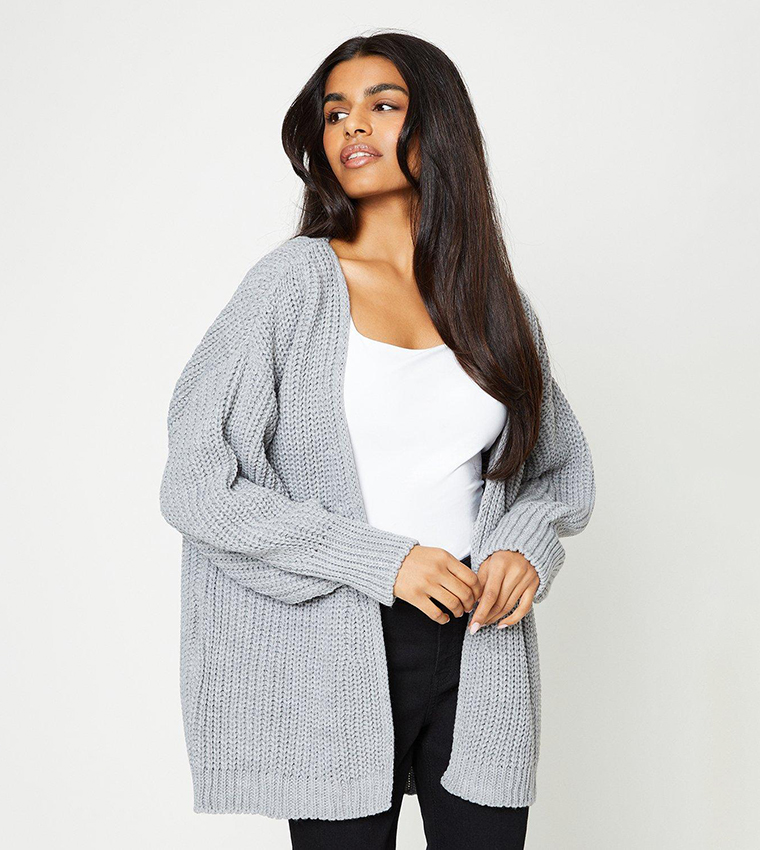 Buy Dorothy Perkins Chunky Longline Cardigan In Grey 6thStreet Bahrain