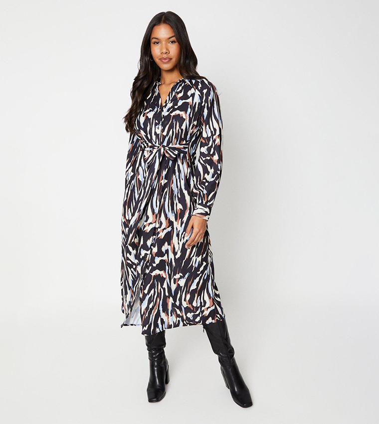 Buy Dorothy Perkins Animal Tie Midi Shirt Dress In Multiple Colors