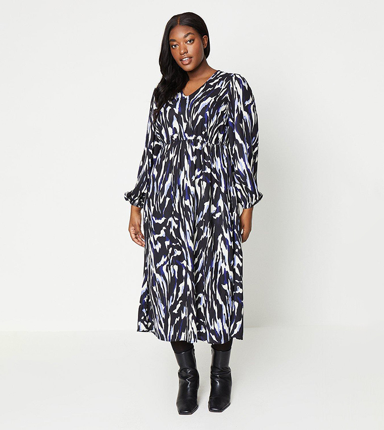 Buy Dorothy Perkins Curve Animal Shirred Waist Midi Dress In Multiple Colors 6thStreet Oman