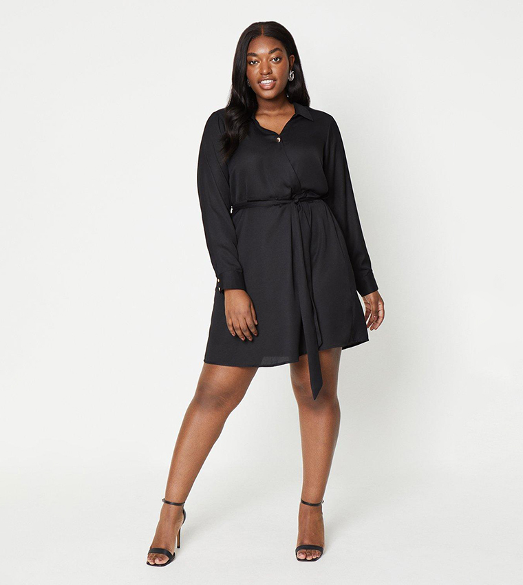 Curve Button Wrap Mini Dress