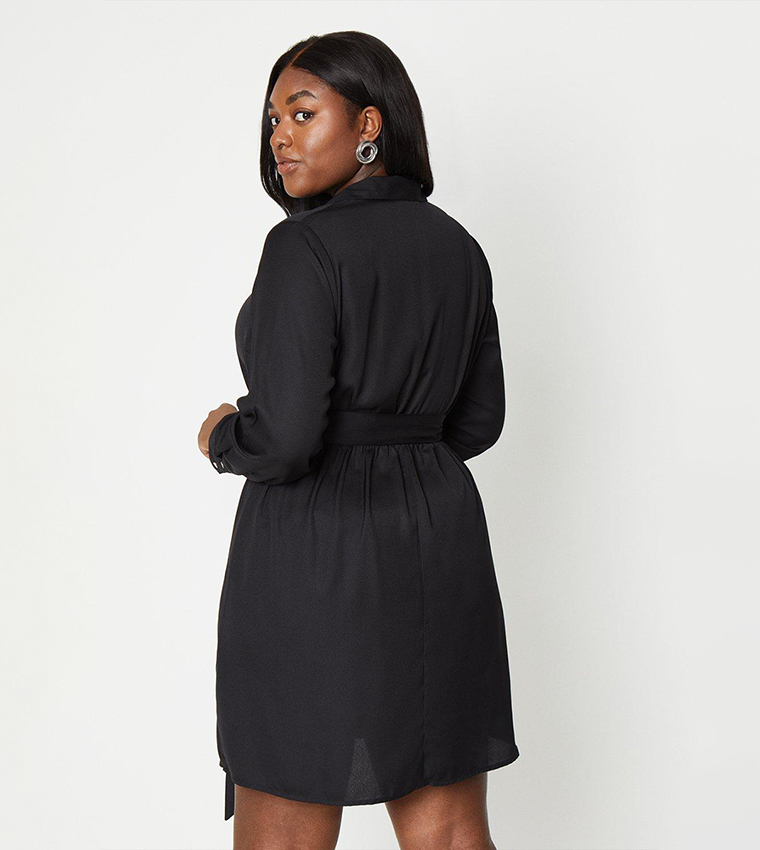 Curve Button Wrap Mini Dress