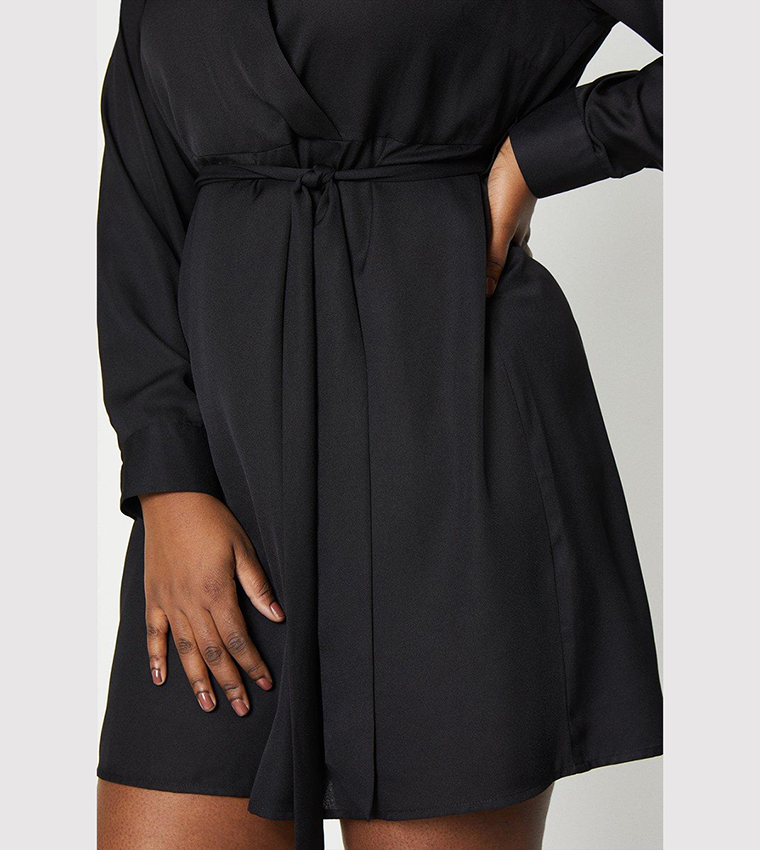 Curve Button Wrap Mini Dress