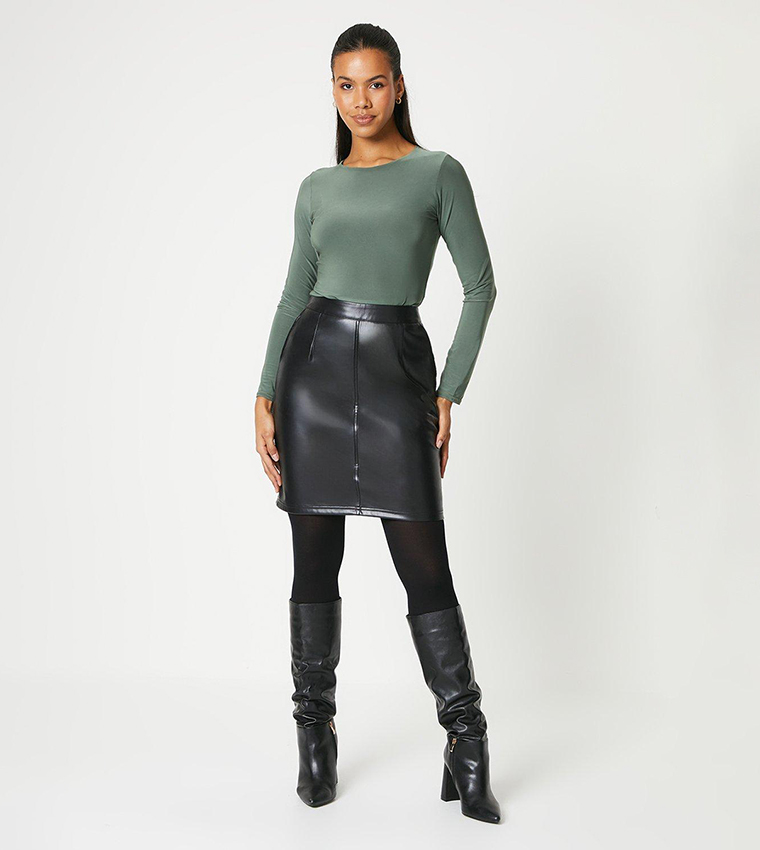 Buy Dorothy Perkins Tall Faux Leather Mini Skirt In Black 6thStreet Kuwait