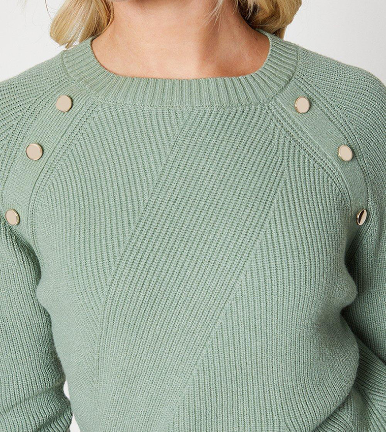 Buy Dorothy Perkins Raglan Button Detail Jumper In Green 6thStreet Bahrain