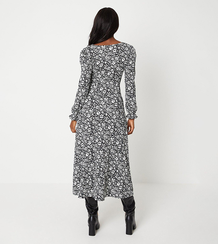 Buy Dorothy Perkins Floral Print V Neck Midi Dress In Grey 6thStreet Kuwait