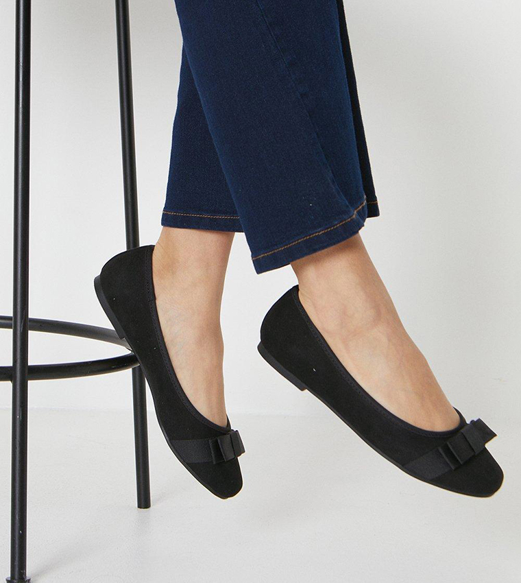 Wide Fit Paris Bow Detail Ballet Pumps
