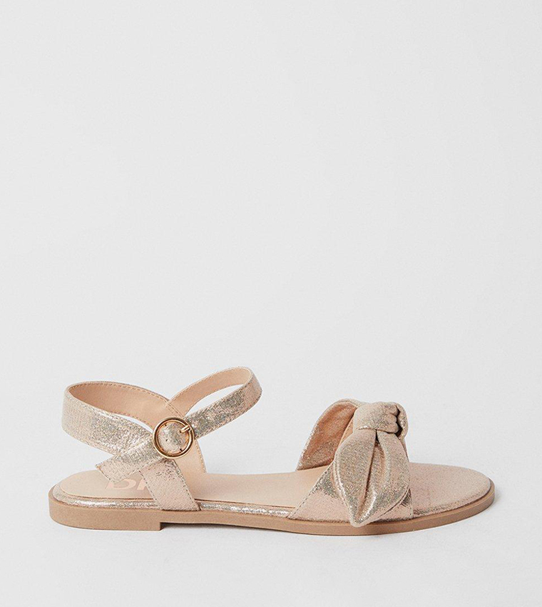 Buy Dorothy Perkins Freya Bow Flat Sandals In Rose Gold 6thStreet Qatar