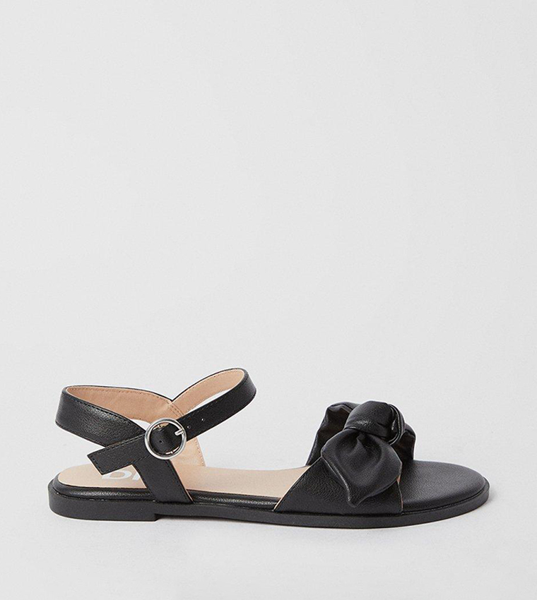 Buy Dorothy Perkins Wide Fit Freya Bow Flat Sandals In Black