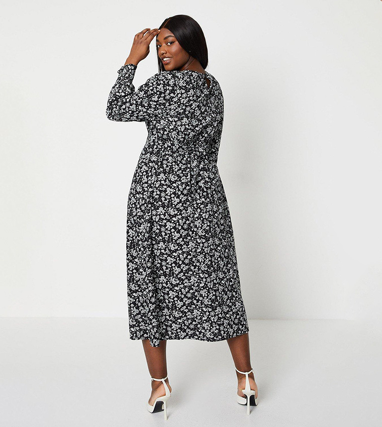 DRESS WITH SHIRRED WAIST AND CUFF CALL OF THE CANAL