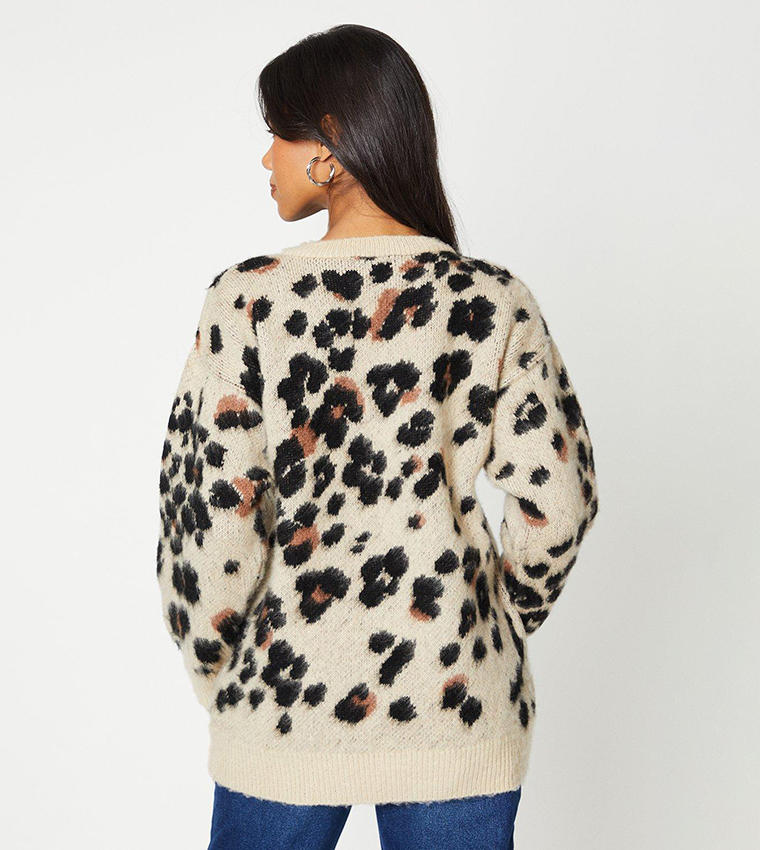 Buy Dorothy Perkins Leopard Print Knit Sweater In Ivory | 6thStreet ...