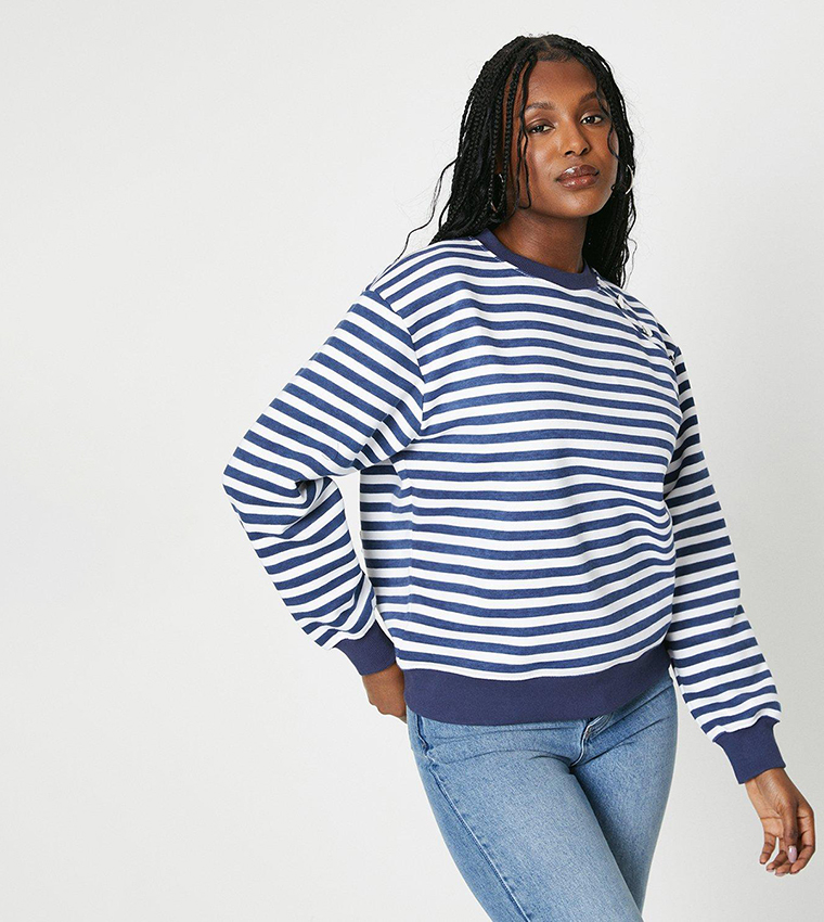 Buy Dorothy Perkins Button Shoulder Detail Sweatshirt In Navy