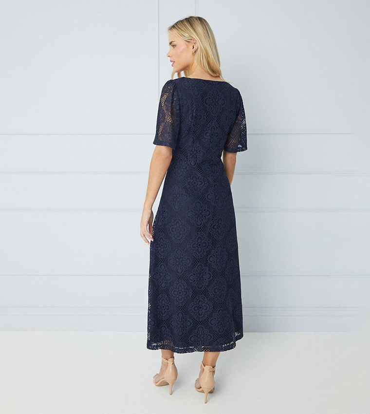 Buy Dorothy Perkins Petite Square Neck Lace Midi Dress In Navy 6thStreet Bahrain