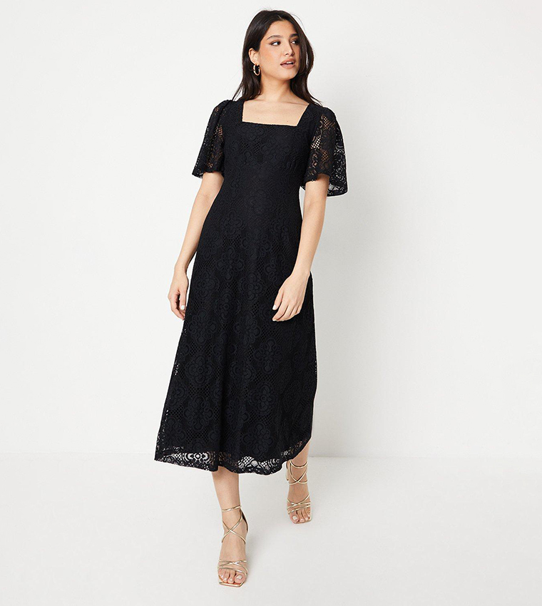 Buy Dorothy Perkins Square Neck Lace Midi Dress In Black 6thStreet Bahrain