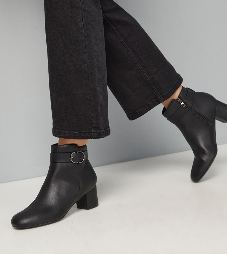 MARIYA Wide Fit Buckle Detail Ankle Boots