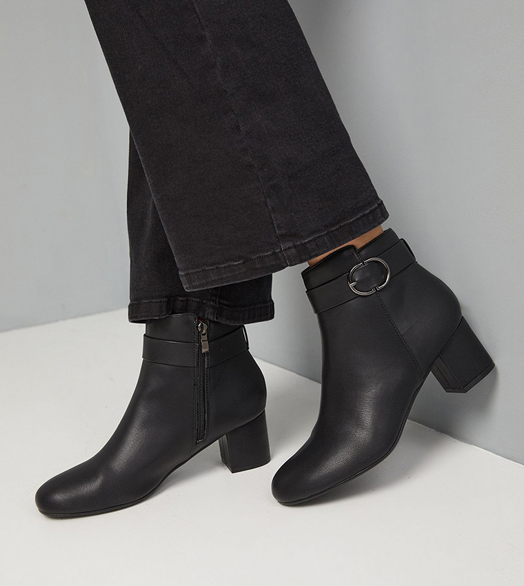 MARIYA Wide Fit Buckle Detail Ankle Boots