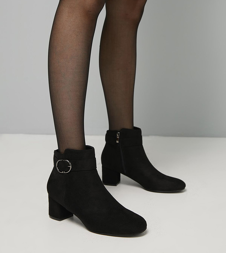 MARIYA Wide Fit Buckle Detail Ankle Boots