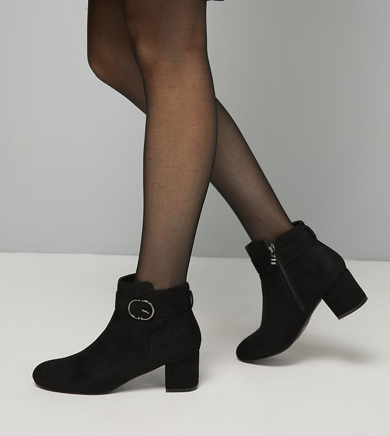 MARIYA Wide Fit Buckle Detail Ankle Boots