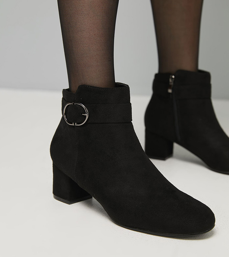 MARIYA Wide Fit Buckle Detail Ankle Boots