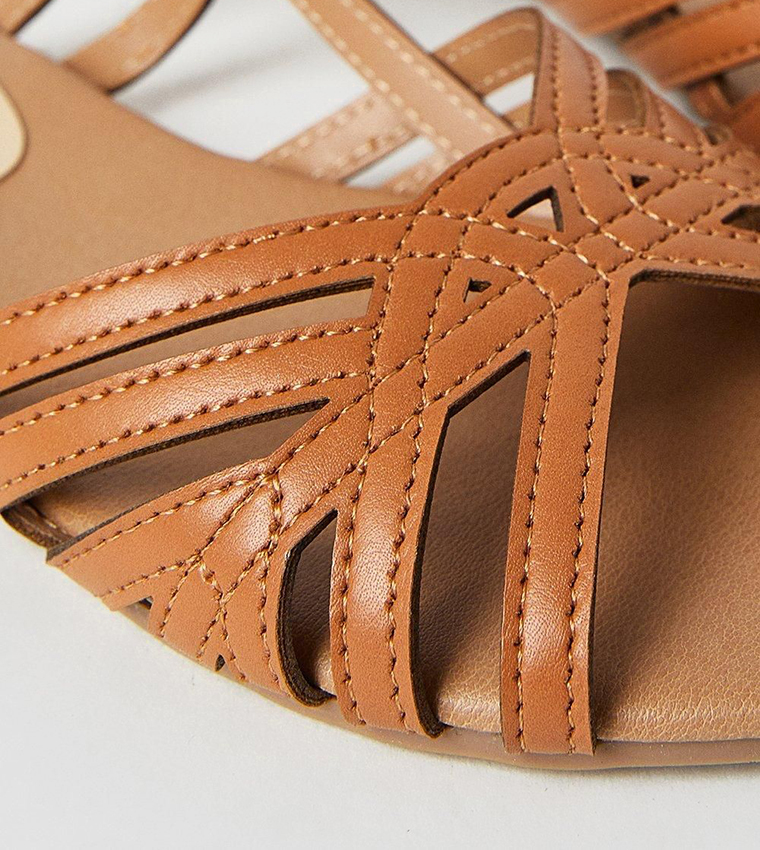 Fiona Lattice Peep Toe Slingback Flat Sandals