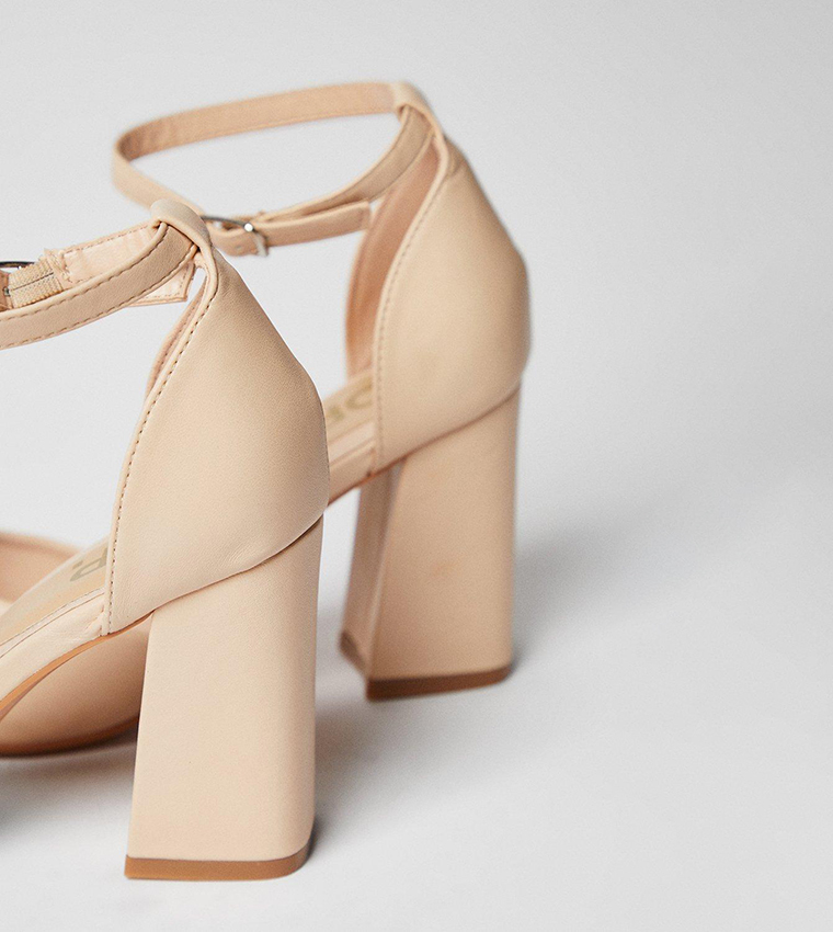 Blanche Ankle Strap Pointed High Block Heel Pumps