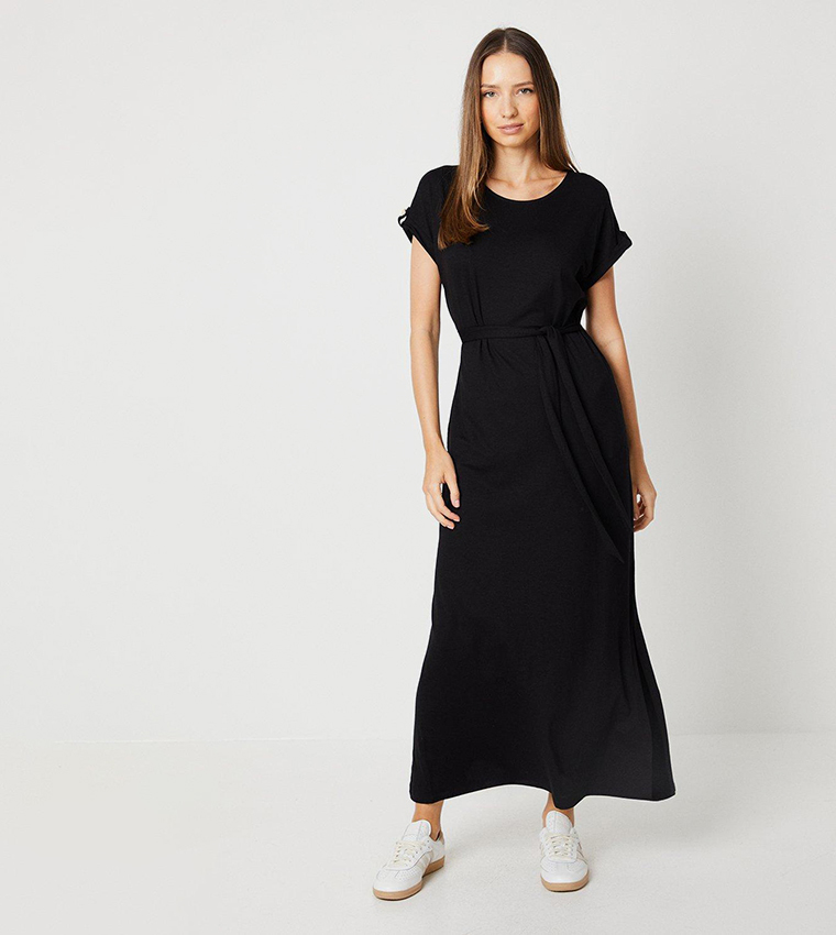 Buy Dorothy Perkins Short Sleeves Belted Maxi Dress In Black 6thStreet Bahrain