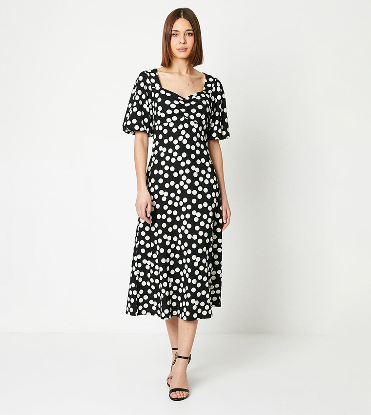 Buy Dorothy Perkins Polka Dots Puff Sleeves Midi Dress In Multiple ...