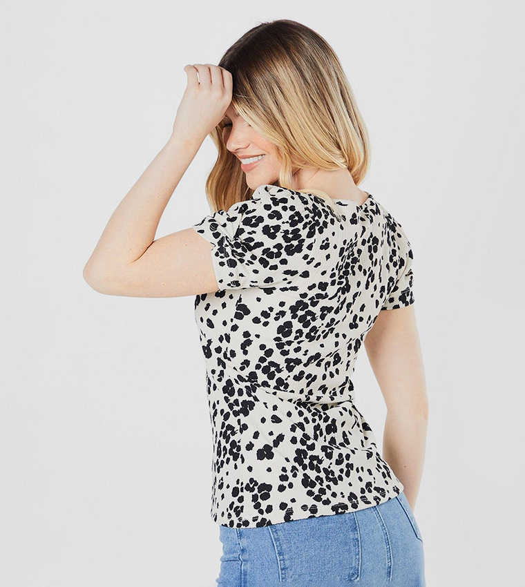Printed Puff Sleeves Top