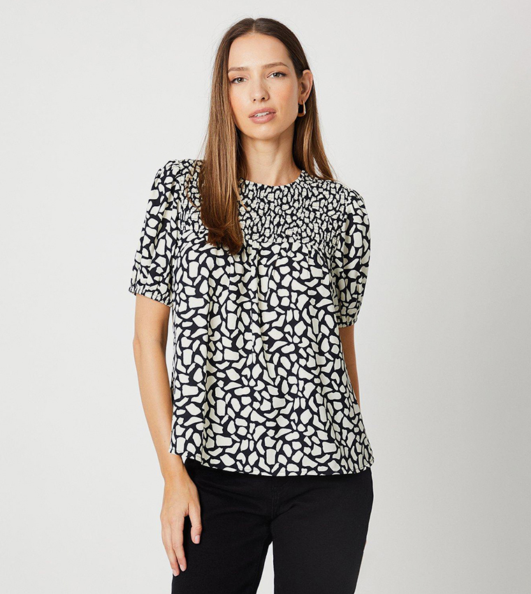 Buy Dorothy Perkins Mono Abstract Shirred Puff Sleeves Top In Multiple Colors 6thStreet UAE