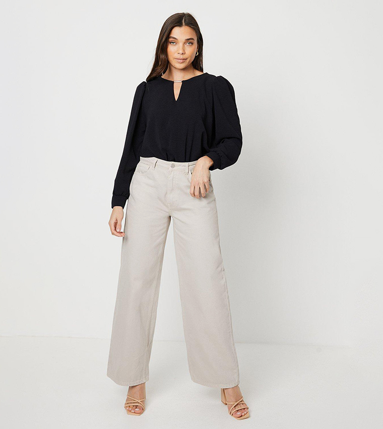 Petite Solid Overhead Short Sleeves Top