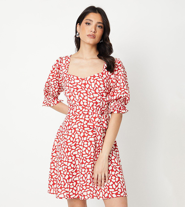 Buy Dorothy Perkins Abstract Sweetheart Neck Puff Sleeves Mini Dress In  Multiple Colors | 6thStreet UAE