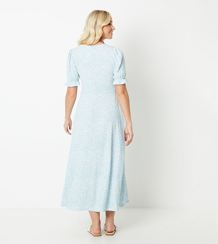Abstract V-Neck Short Sleeves Midi Dress