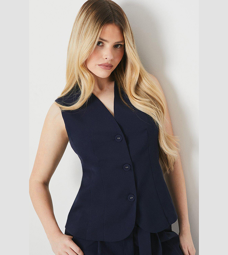 Buy Dorothy Perkins Solid Tailored Waistcoat In Navy 6thStreet UAE