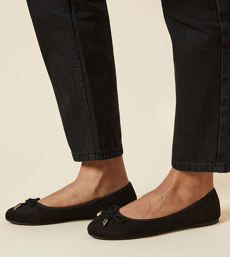 Wide Fit Peaches Bow Detail Ballerinas
