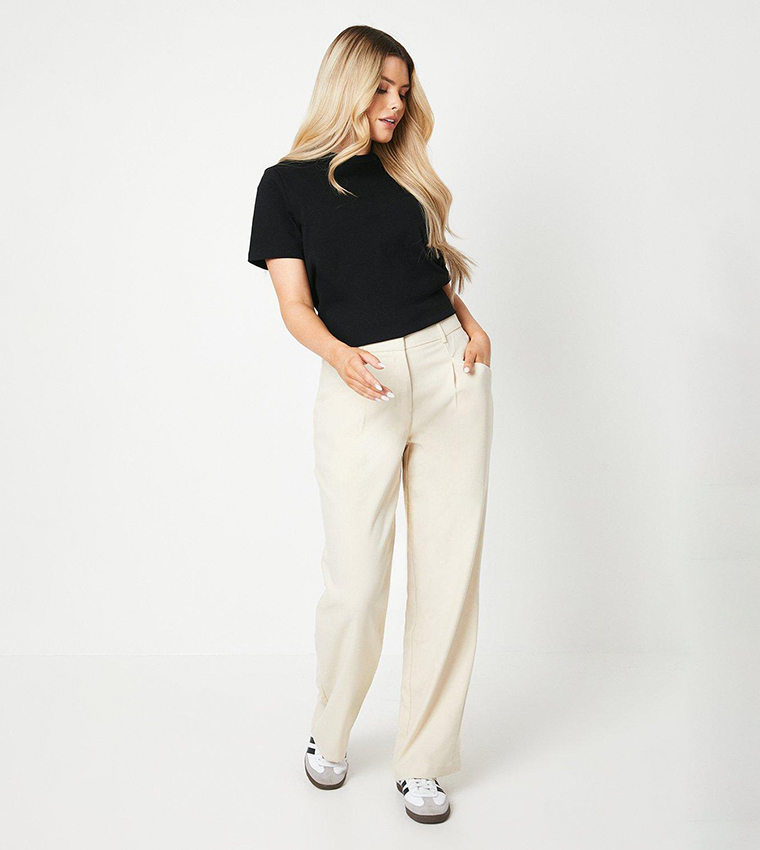 Buy Dorothy Perkins Solid Drapey Wide Leg Trousers In Beige 6thStreet Oman