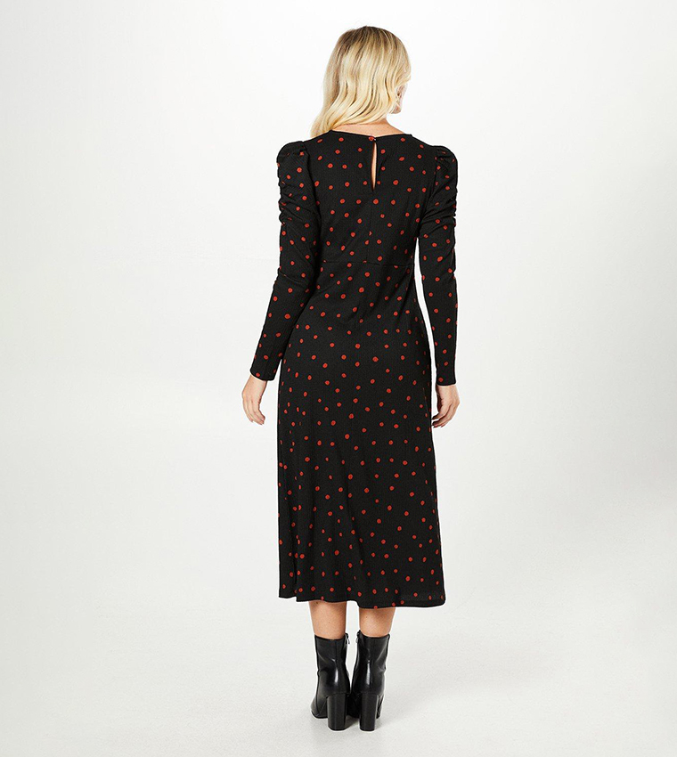Polka Dots Keyhole Midi Dress