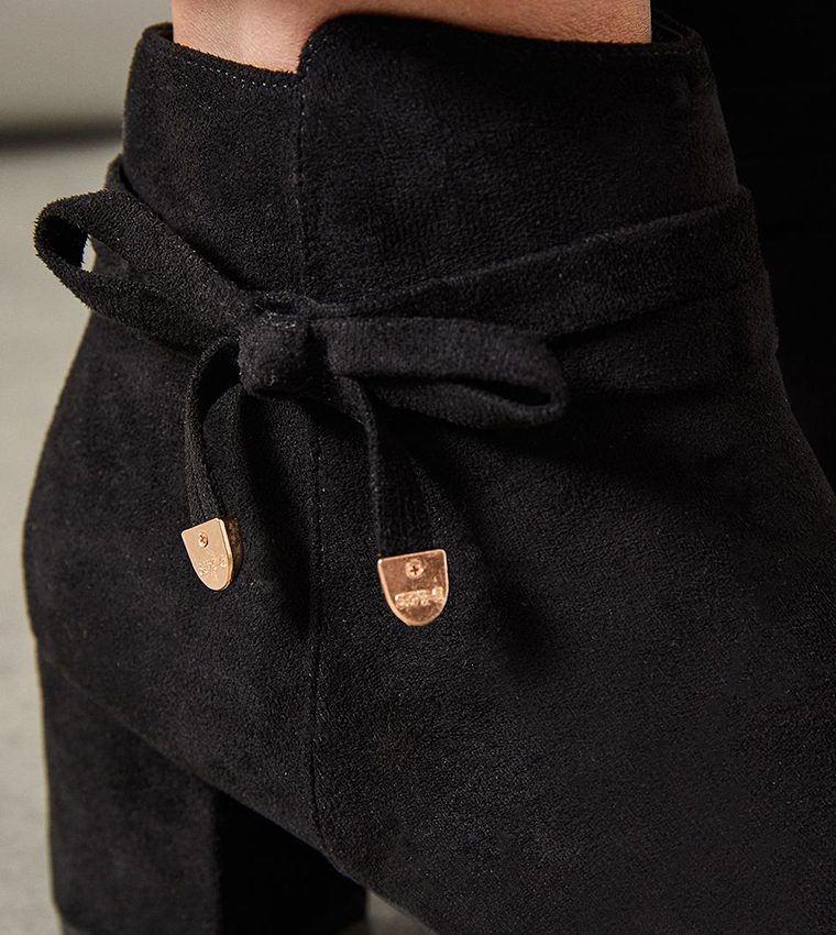 MADELINE Wide Fit Bow Detail Block Heel Ankle Boots