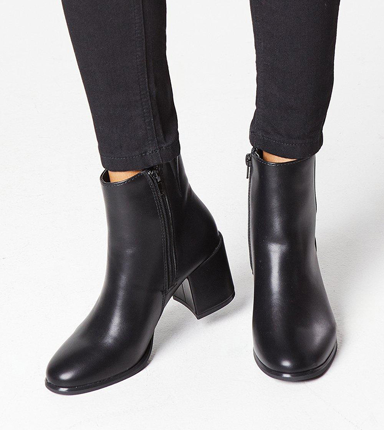 Morgan Round Toe Medium Block Heel Ankle Boots