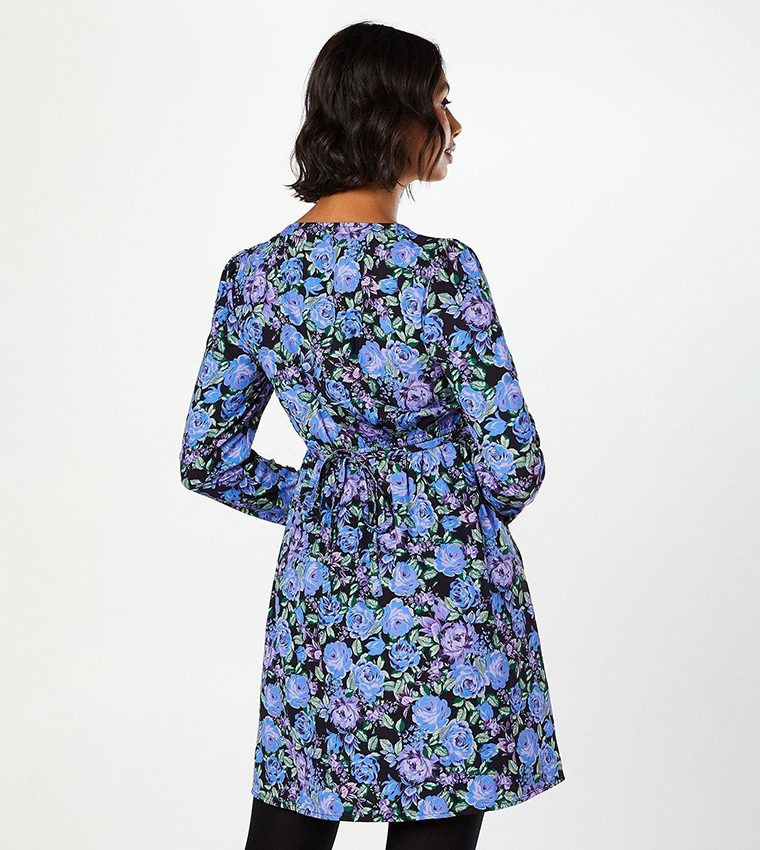Floral Print Shirred Empire Mini Dress