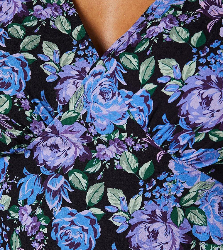 Floral Print Shirred Empire Mini Dress