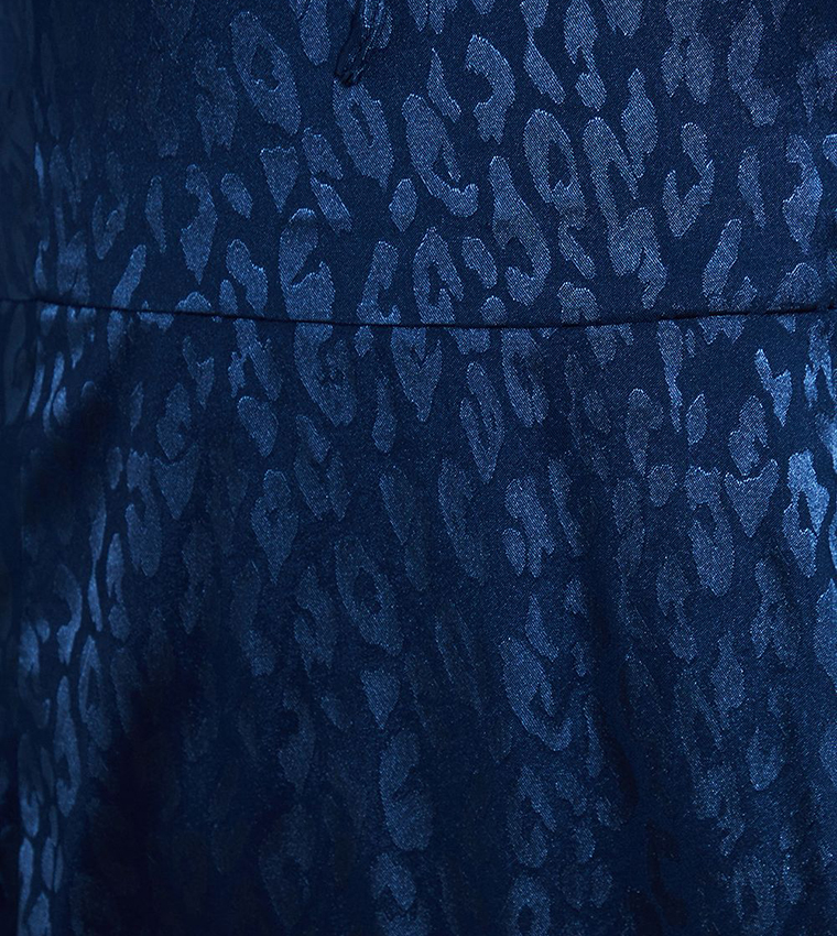 Satin Animal Jacquard Long Sleeves Mini Dress