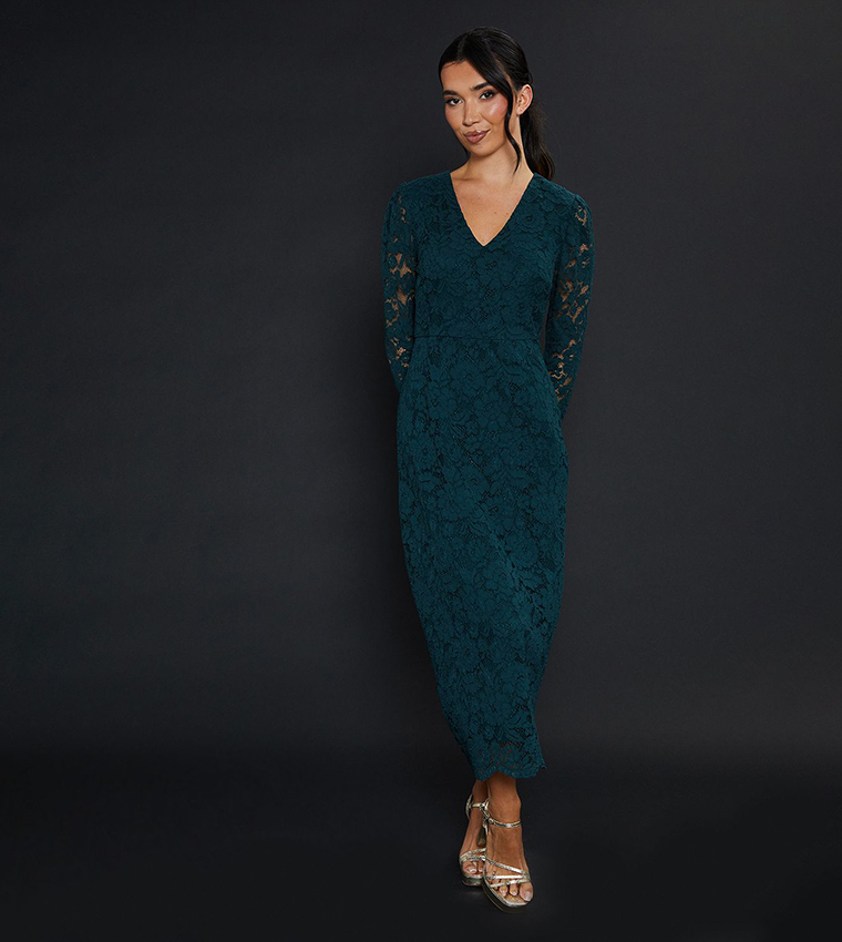 green emerald velvet dress Dorothy Perkins Vestido midi de encaje para mujeres/damas, Mint, 40 :  Amazon.es: Moda